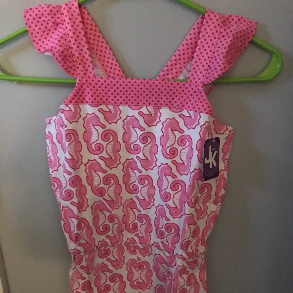 J-Khaki little girls pink romper, size 6, NWT